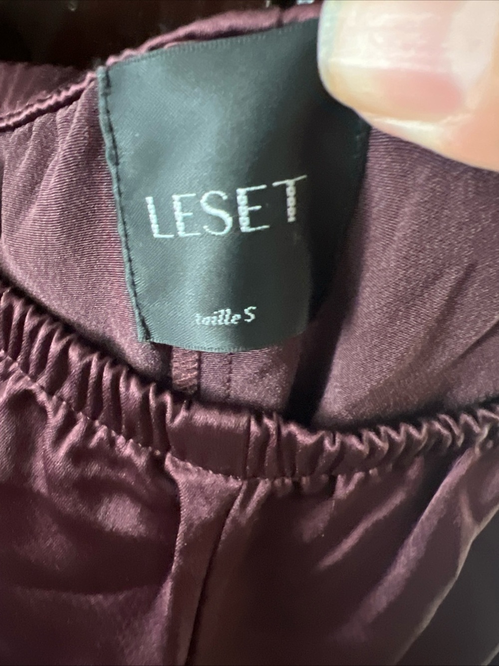 LESET Barb Wide-Leg satin Pants in Malbec - Picture 5 of 6